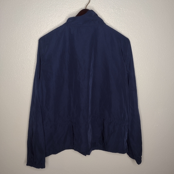 NWT Ann Taylor Loft Outlet Women's Jacket Large Navy Collar Zip Up Drawstring O - Picture 5 of 5